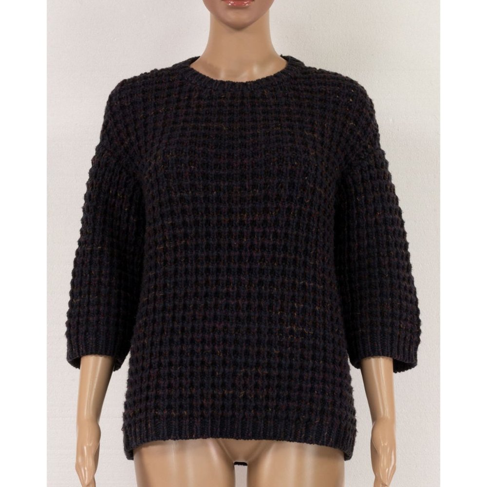 BRUNELLO CUCINELLI 100% CASHMERE TEXTURED SWEATER 3/4 SLEEVES